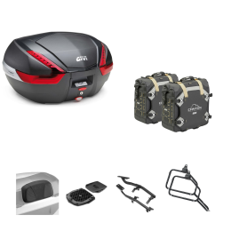 GIVI V47 top case kit CANYON carbon/red 47/30L for MOTO GUZZI