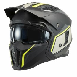 Casque Modulable Jet Trial MPH HARRIER Cuby Noir Mat Jaune Gris
