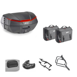 Kit GIVI bauletto V49 AIR borsa X-LINE nero arancio 49/33L per SUZUKI DL V STROM