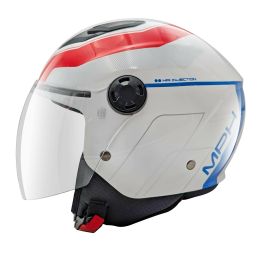 Casco Demi Jet MPH STAR Street Bianco Blu Rosso