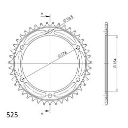 CORONA IN ACCIAIO PASSO 525 - Z 44 DENTI (DIS.10619)