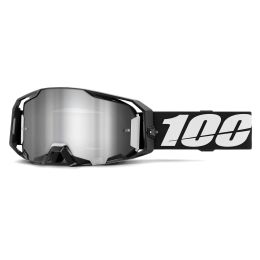 100% Armatic Black Motocross-Maske mit silbernem Spiegelglas