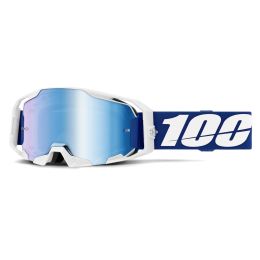 100% Armatic Motocross Maske Blau Weiß Blau Spiegelglas
