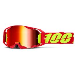 100% Armatic Red Motocross-Maske mit rotem Spiegelglas