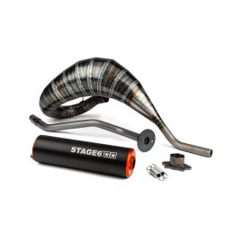 Échappement complet Stage6 80-90cc Orange/Noir Derbi