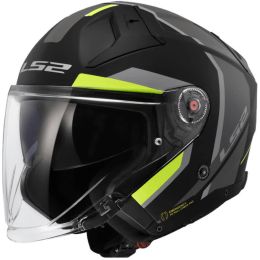 Casco Jet LS2 OF603 INFINITY II Focus Nero Opaco Giallo Hi-Viz