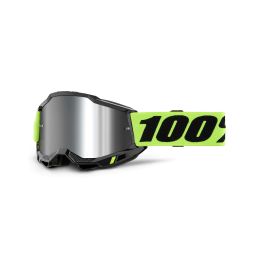 Masque de motocross 100% ACCURI 2 JUNIOR néon jaune lentille miroir argent