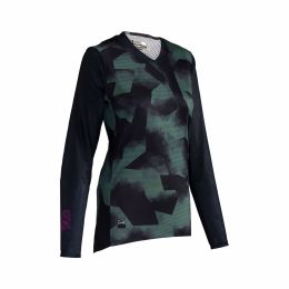 Maglia donna MTB LEATT Gravity 4.0 nero/verde spinaci tessuto ventilato