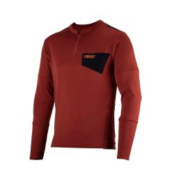 Maglia MTB LEATT Trail 4.0 maniche lunghe rosso lava scuro WarmYarn traspirante