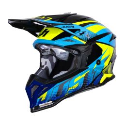 Casco Motocross JUST1 J39 REVO blu/giallo fluo/nero lucido