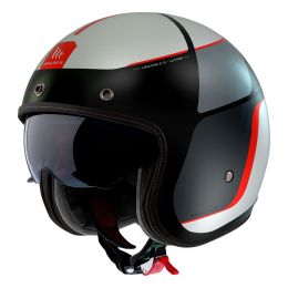 Casco Jet MT Helmets Le Mans 2 SV S Luther B15 Nero Grigio Rosso Opaco