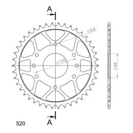 CORONA IN ACCIAIO PASSO 520 - Z 45 DENTI (DIS.71202)