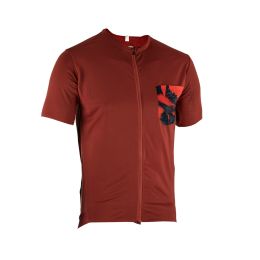 LEATT Trail 3.0 MTB-Trikot dunkel Lava-Rot mit Reißverschluss und 3 Cargo-Taschen