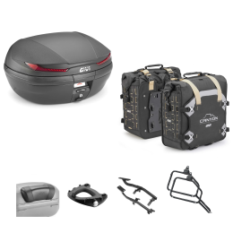 Kit de top case GIVI ARENA CANYON Sac Noir Rouge 45/35L pour HONDA XL TRANSALP