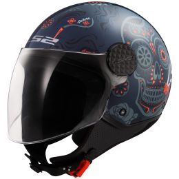 Casco Jet LS2 OF558 SPHERE LUX II Maxca Cobalto Lucido Arancio