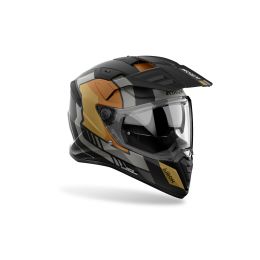 Enduro Helm AIROH Bandit Horn Schwarz Grau Gold Matt
