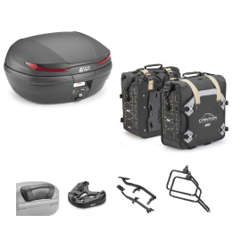 GIVI ARENA Top Case Kit CANYON Tasche Schwarz Rot 45/35L für APRILIA