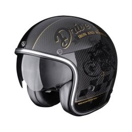 Casco jet cafe racer Scorpion EXO BELFAST EVO CARBON Zippy nero oro