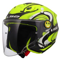 Casque de Moto Enfant LS2 OF622 FUNNY II Glup Jaune Brillant Haute Visibilité