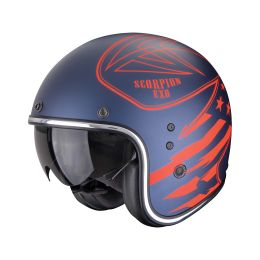 Casco jet cafe racer Scorpion EXO BELFAST EVO Dawg blu rosso