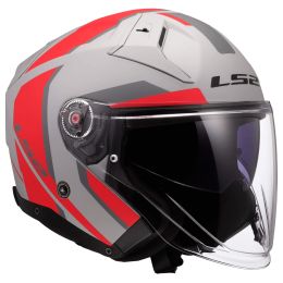 Casco Jet LS2 OF603 INFINITY II Focus Grigio Opaco Rosso