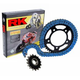 RK Übertragungs-Kit Kette XRE Blau 110 520 Schwarzes Zahnrad 46T Lautloses Zahnrad 16T