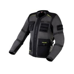 REBELHORN BRUTALE Men's Motorcycle Jacket Dark Gray/Black/Fluorescent Yellow