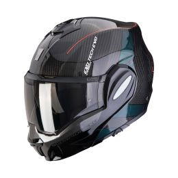 Casque modulable réversible Scorpion EXO-TECH EVO CARBON Cad noir rouge