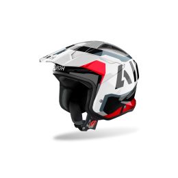 Casque Jet Trial AIROH TRR II Jupiter Blanc Noir Rouge Brillant