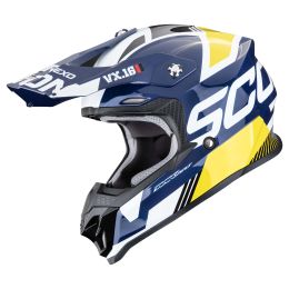 Casco motocross Scorpion EXO VX-16 EVO AIR Analog blu giallo