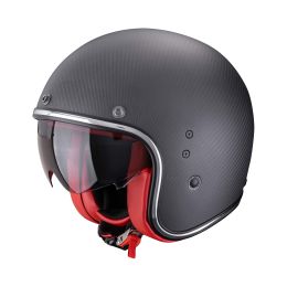 Casco jet cafe racer Scorpion EXO BELFAST EVO CARBON Solid nero rosso