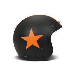Jet Helm Cafe Racer DMD RETRO Star Schwarz Orange Matt