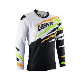 Maglia motocross LEATT Moto 5.5 UltraWeld Tiger arancio verde rete elasticizzata