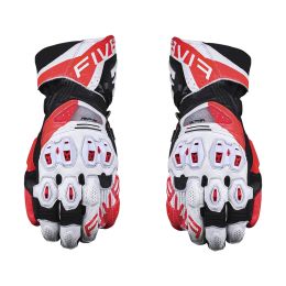 Guanti Moto Racing FIVE RFX1 EVO Estivi in Pelle Bianco Rosso Fluo