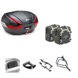 Kit GIVI bauletto V47 borsa CANYON carbon/rosso 47/30L per HUSQVARNA NORDEN 901