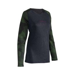 Maglia donna MTB LEATT All-Mountain 3.0 nero/verde spinaci TENCEL™ elasticizzata