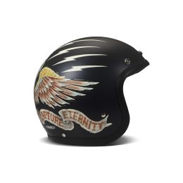 Jet Helmet Cafe Racer DMD RETRO Eagle Black Matte