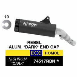 ARROW Slip-On Auspuff genehmigt Rebel schwarze Aluminium-Endkappe für Honda CMX 1100 Rebel
