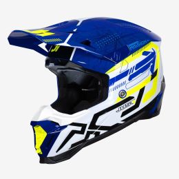 Casco Motocross JUST1 J40 MISSION giallo fluo/blu lucido