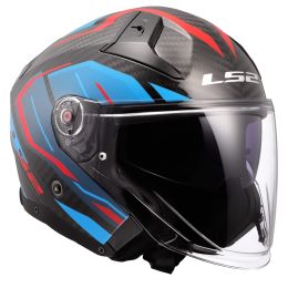 Casco Jet LS2 OF603 INFINITY II CARBON Urus Blu Lucido Rosso