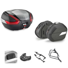 GIVI V47 Top Case Kit WL900B Schwarz Rot 47/25L für SUZUKI DL V STROM
