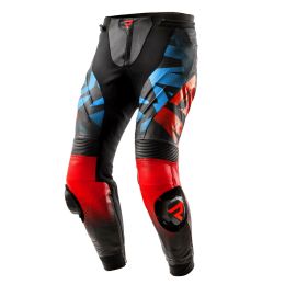 REBELHORN INFERNO Herren Leder Motorrad Hose Schwarz/Blau/Weiß/Rot