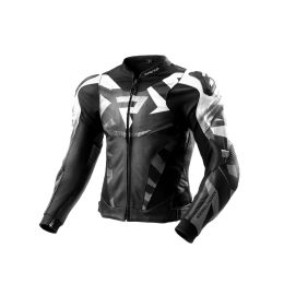 REBELHORN INFERNO Black/White Leather Motorcycle Jacket for Men