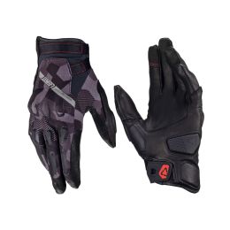 LEATT ADV HydraDri 7.5 Short Motorcycle gloves Camo black grey waterproof