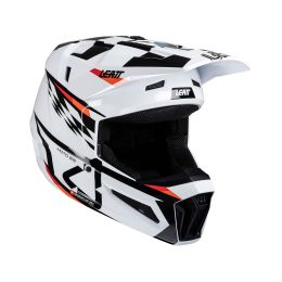 Casco cross bambino LEATT Moto 3.5 bianco nero con maschera Vizion 2.5s