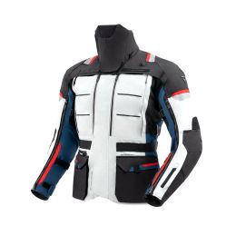 Veste de moto REBELHORN CUBBY V pour homme Bleu/Gris/Rouge