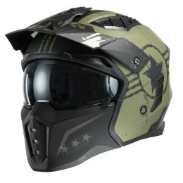 Modular Helmet Jet Trial MPH HARRIER Stars Green Matte