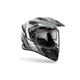 Enduro Helm AIROH Bandit Spicy Grau-Schwarz-Weiß-Glanz