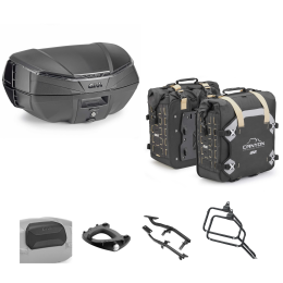 Kit GIVI bauletto V49 AIR borsa CANYON nero fumè 49/35L per MOTO GUZZI V85 TT