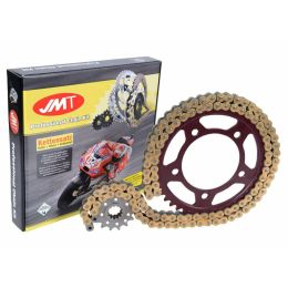 Kit trasmissione JMT catena X aperta oro 114 maglie 520 corona 52 z pignone racing 13 z